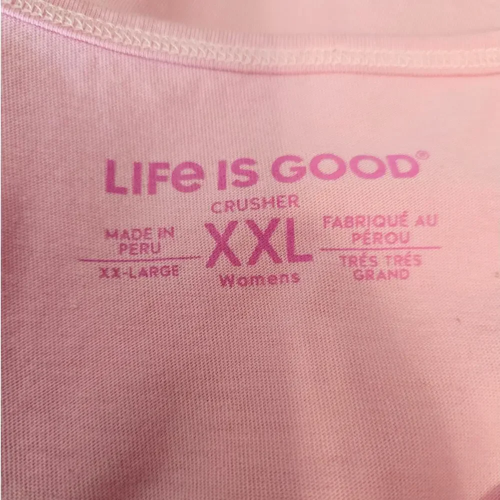 Life is Good Crusher Tee Pink Unlimited Smileage Tank Top XXL - Picture 4 of 5